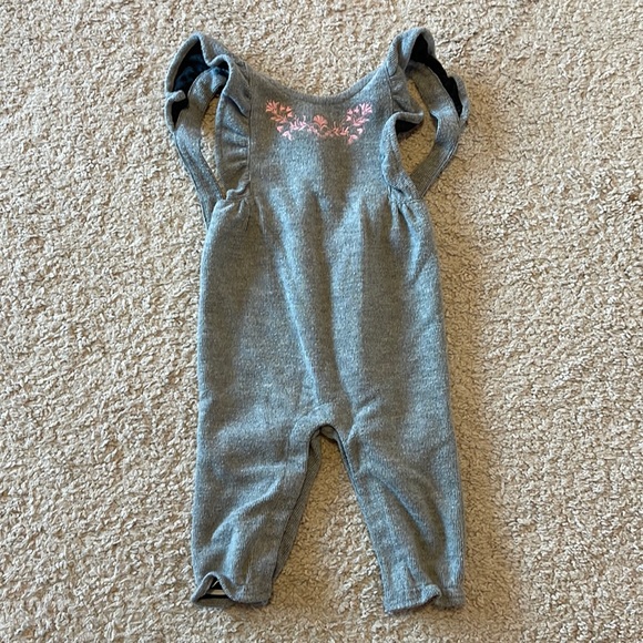 Janie and Jack Baby Grey and Pink Corduroy Overalls - Picture 1 of 11